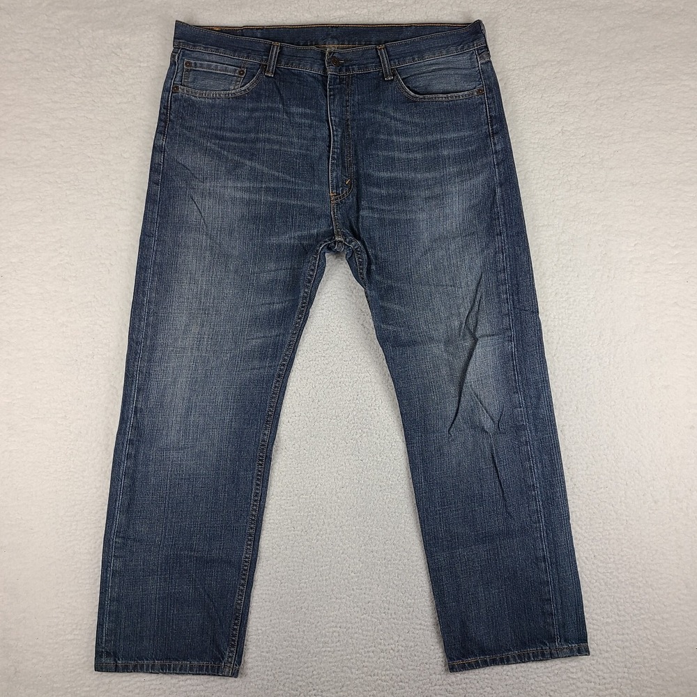 Levi's 505 Jeans Mens 40x30 Blue Regular Fit Straight Leg Dark Wash Denim *
